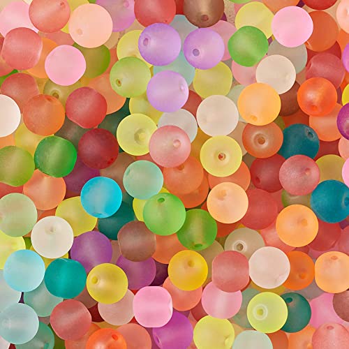 100Pcs 8mm Transparent Frosted Glass Beads Round Matte Glass Loose Spacer Beads for DIY Necklace Earring Bracelet Jewelry Making Handmade Crafts - color: Colorful-8mm