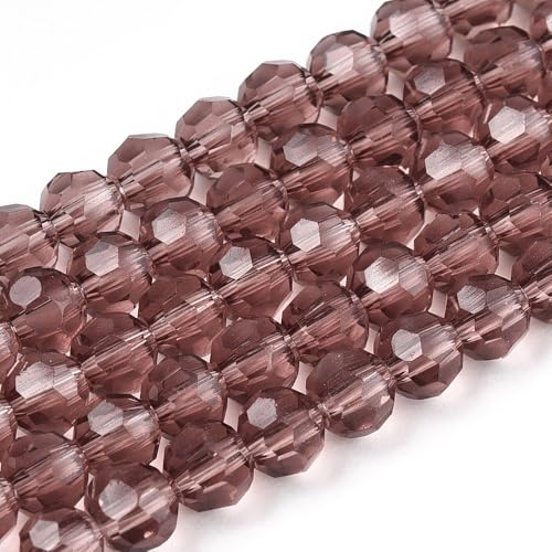 Perlin Czech Bohemian Crystal Glass Beads Faceted Round 4mm 90 Pieces Loose Spacer 1 Strand Beads for DIY Jewelry Earrings Necklace Bracelet Making (Purple) - color: purple