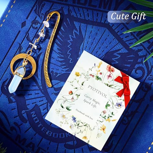 Vintage Metal Bookmark Pendant with Natural Crystal Stones White Clear Quartz Bead Chain–Elegant Bookmarks for Women,Men,Book Lovers,Teachers and Girls(White Tassel) - style: White Tassel