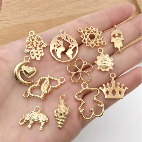 YouLuo 100Pcs Bracelet Charms for Jewelry Making Wholesale Bulk Jewelry Making Bracelets Charm KC Gold Alloy Charm Pendants and Gold Plated Enamel Charms Pendants for Bracelet Necklace - color: KC Gold