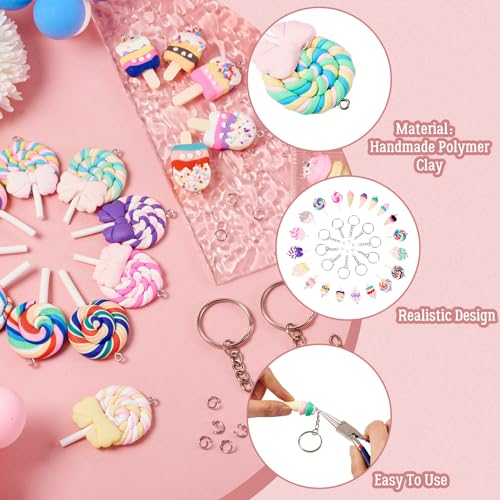 Craftdady Resin Plastic Miniature Food Snack Pendants Charms Ice Drink Juice Pendants Cute Bottle Fruit Keychain Charms Hang Ornament for DIY Craft Earring Bracelet Necklace Jewelry Making - color: Mixed Color Lollipop (48-56x27-29mm)