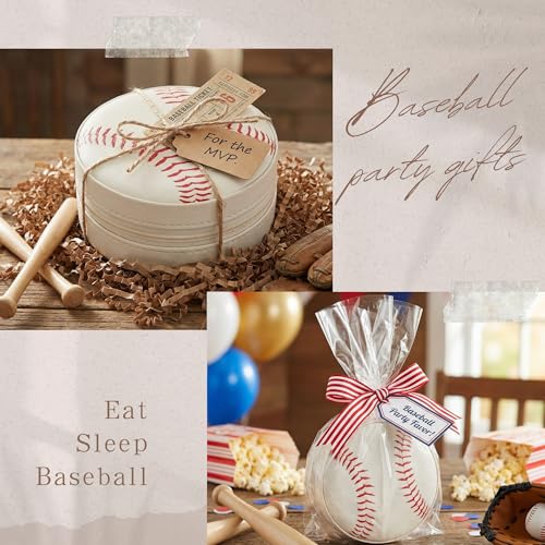 12-Pack Baseball Jewelry Box Bulk Team Gifts for Girls & Moms, White Round Mini Travel Jewelry Case with Red Stitching, Senior Night Tournament Gifting, Baseball Mom Accessories - style: Baseball