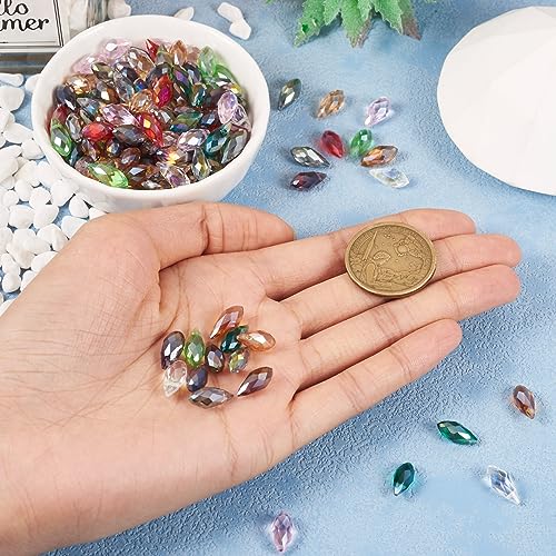 Craftdady 220Pcs Faceted Glass Teardrop Beads AB Color Briolette Crystal Beads Czech Crystal Charms Water Drop Spacer Beads for Crafts Sun Catcher Jewelry Making - color: Mixed Colors, 11.5~13x6mm
