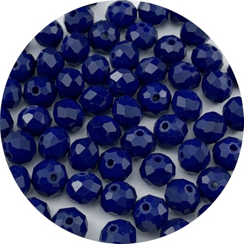 100pcs 8mm Crystal Glass Beads Faceted Rondelle Glass Spacer Beads for Bracelets Necklace Pendants Earrings Key Chains Jewelry Making(Dark Blue Porcelain) - color: Dark Blue Porcelain, size: 8mm