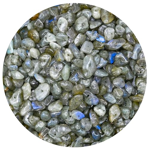 Labradorite Pre Drilled Crystal Crushed Chips Beads for Bracelets Making, DIY Handmade Natural Healing Crystals (25 Inch Strand) - color: Labradorite