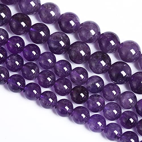 8MM 46PCS Natural Stone Purple Amethyst Crystal AAA Grade Quartz Beads for Jewelry Making DIY Bracelet - color: Amethyst, size: 8mm