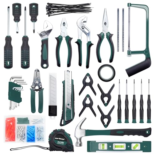 CARTMAN 238-Piece Tool Set with Socket Wrench & Auto Repair Tools Mixed General Household Hand Tool Kit, Green Plastic Toolbox Storage Case Comprehensive DIY, Home & Car Maintenance - color: Green