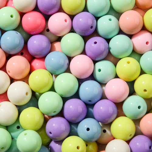 20mm Spring Color Acrylic Beads 180pcs Chunk Bubblegum Bead Pen Ball Beads for Pen Bag Jewelry Making Necklace Bracelets(Light Color) - color: Light Color