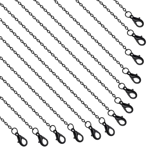 Lemonkey 24 Pack Necklace Chains Bulk,Black Plated DIY Cable Link Chains for Jewelry Making 20 Inches - color: Black, size: 20inch