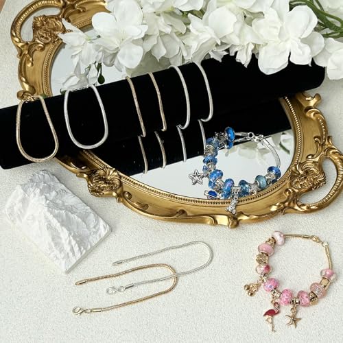 Exway 20 Pcs Snake Charm Bracelet Chain 6.5 Inch Gold and Silver Charm Bracelet Kit Snake Chain Bracelets Chain for Christmas DIY Women Jewelry Making Gifts - color: gold+silver style A, size: 6.5in