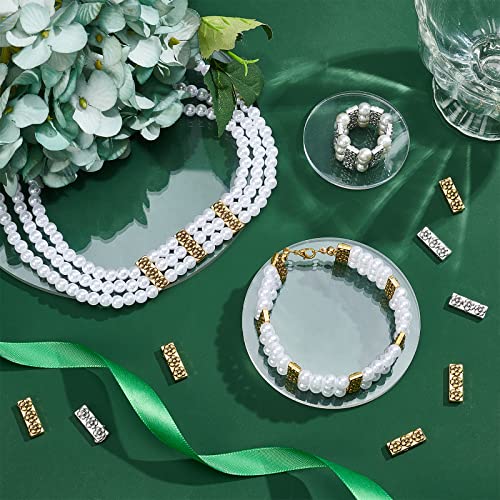 PH PandaHall 100pcs Tibetan Style Alloy Multi-Strand Links 3-Holes Rectangle Spacer Bar Metal Beads with Flower Tibetan Tila Beads for Summer Bracelet Necklace Jewelry Making