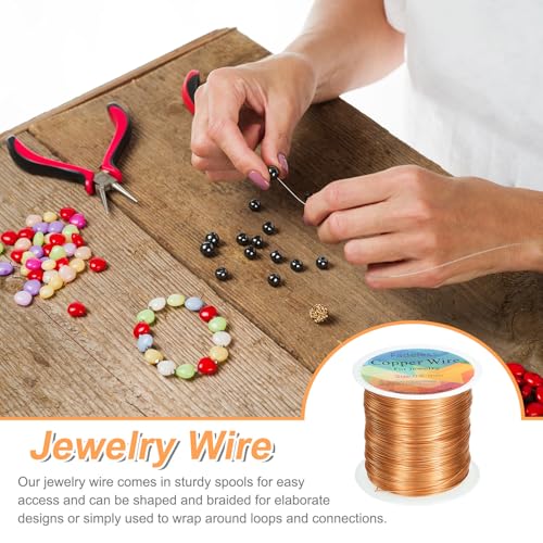 HARFINGTON Wire 203ft Length 24 Gauge Copper Craft Jewelry Wrapping Wire Tarnish Resistant Beading for Jewelry Making Supplies Crafting, Rose Gold - color: Rose Gold
