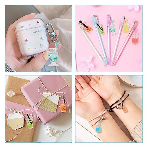 Craftdady Resin Plastic Miniature Food Snack Pendants Charms Ice Drink Juice Pendants Cute Bottle Fruit Keychain Charms Hang Ornament for DIY Craft Earring Bracelet Necklace Jewelry Making - color: Mixed Color Ice Drink Juice