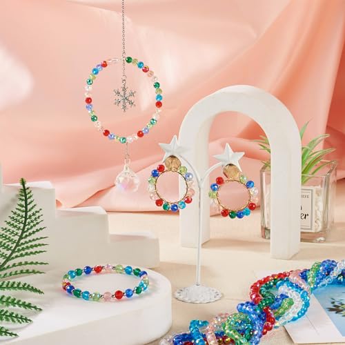 Craftdady 8 Strands 6mm Crystal Beads Electroplate Glass Round Faceted Loose Half AB Color Plated Crafting Beads for DIY Earring Necklace Jewelry Making - color: 8 Color-Round-8mm