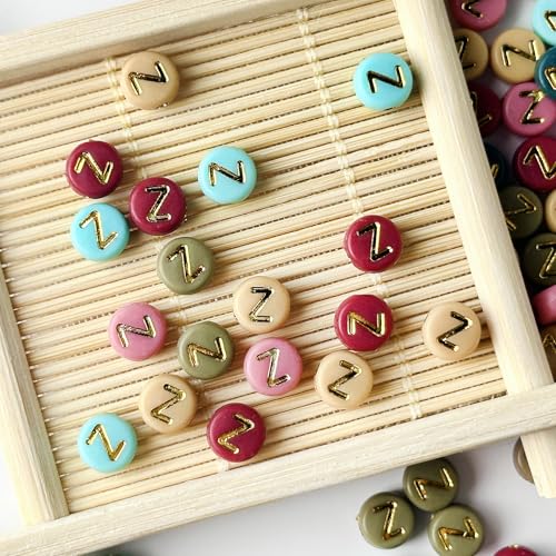 200PCS Letter Beads,4x7mm Colorful Round Acrylic Alphabet Beads Letter Z Beads with Letters for Bracelet Making Necklace Keychain Jewelry DIY (Letter Z) - color: Letter Z