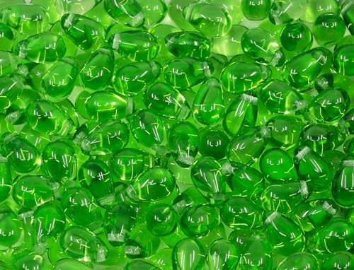 Czech 50-Piece Glass Beads, 6x9mm, Teardrop Transparent Simple Green - color: Simple Green