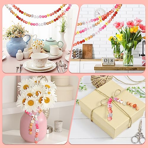 Tradder 200 Pcs Daisy Wooden Beads for Crafts 16mm 20mm Assorted Loose Spacer Round Daisy Flower Wood Beads for DIY Crafts Necklace Bracelet Jewelry Making Garland Home Decor - style: Daisy Flower