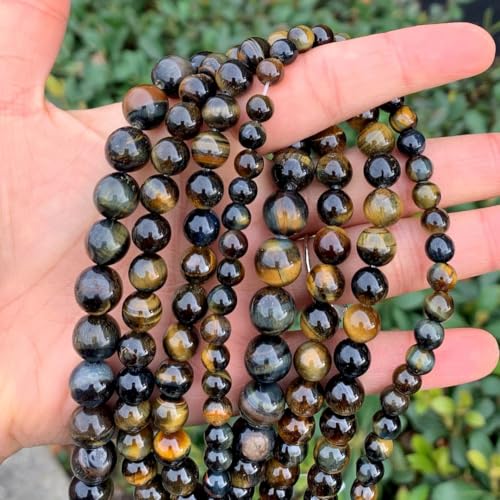 90pcs Adabele Natural Blue Golden Tigers Eye Healing Gemstone 4mm (0.16 Inch) Small Round Beads Gem Stone Spacer for DIY Craft Jewelry Making GS23-4 - color: Golden Blue Tiger Eye Stone, size: 4mm (90pcs/1 Strand)