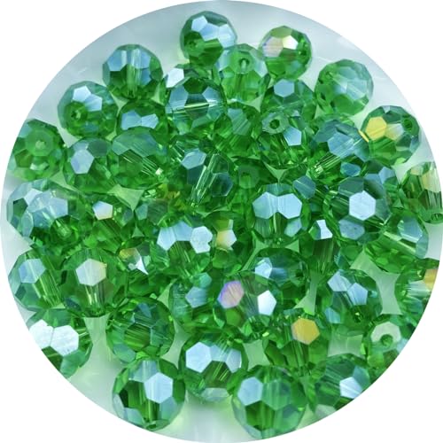 Crystal Glass Beads 100 Pieces 8mm Round Faceted Glass Spacer Beads for Jewelry Making Bracelet Earring Necklace DIY Craft Supplies(Green AB) - color: Green AB, size: 8mm