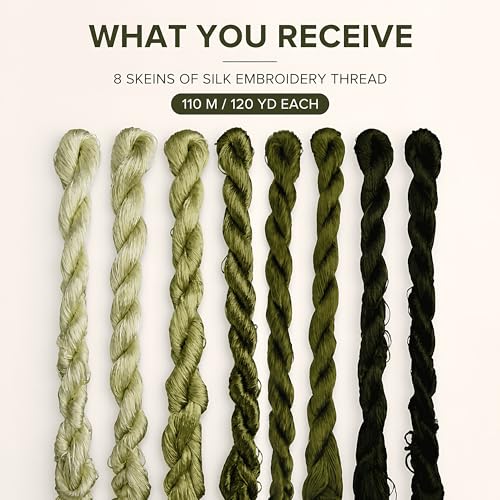 Natural 100% Silk Thread, Handmade Embroidery Thread Silk Floss 8 Colors 110m Each (77) - color: 77