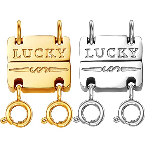 Dailyacc Lucky Necklace Layering Clasp 18K Gold and Silver Multiple Necklace Clasps for Layered Look Separator - color: Double - Gold & Silver (2pcs)