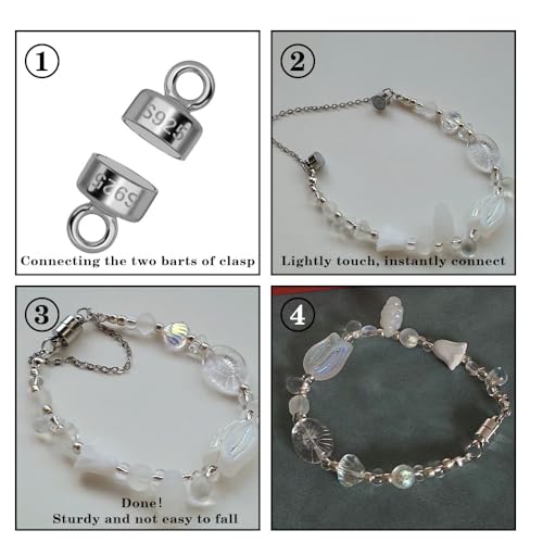 925 Sterling Silver Magnetic Necklace Clasps and Closures,Silver Necklace Extender,Bracelet Clasps,Chain Extenders for Necklaces,Necklace Magnetic Clasp (Sliver Magnetic Necklace 4pcs) - color: sliver magnetic necklace 4pcs