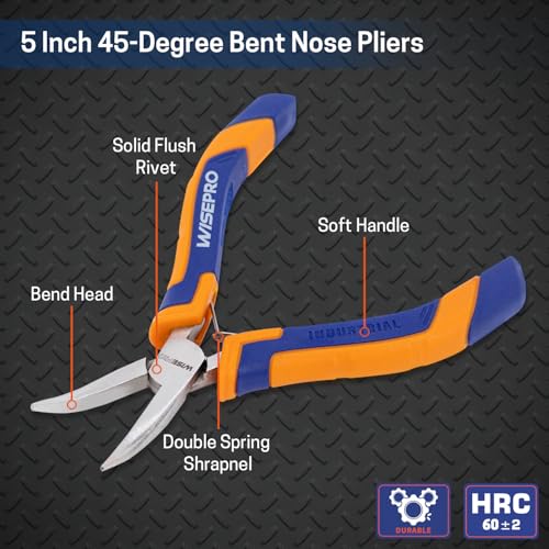 5 Inch Mini 45-Degree Bent Nose Pliers, Snipe Nose Jewelry Pliers with Comfort Grip, Curved Nose Plier for Jewelry Making, Beading, DIY Crafts and Wire Wrapping Repairs - style: 5 Inch Bent Nose Pliers