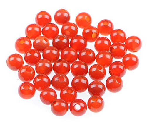 AD Beads Natural Gemstone 8mm Round Loose Beads Big Hole 2.5mm Sized 40pcs (Carnelian) - color: Carnelian