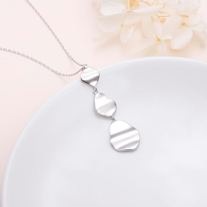 Long Necklace Sterling Silver Larait Bar Y Lariat Long Chain Drop Adjustable Necklace Gift for Her, 30"