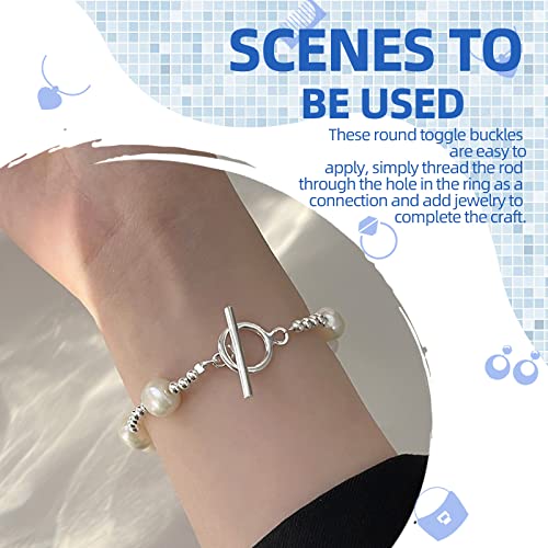 Glarks 420Pcs Toggle Clasps and Open Jump Rings Set 120 Sets 5 Colors Round Toggle Clasps Connectors T-Bar Jewelry Clasp and 300pcs 3 Colors Open Jump Rings for Jewelry Bracelet Necklace Making