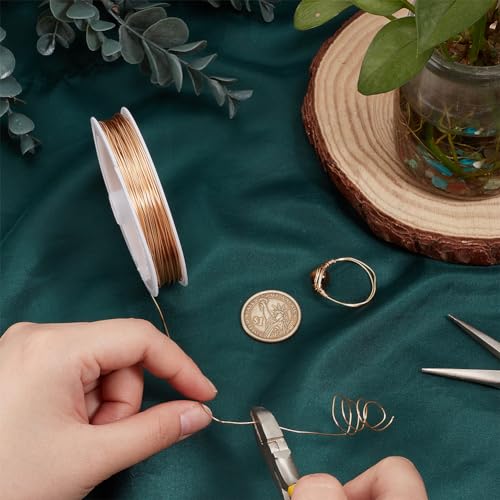 PH PandaHall 22 Gauge Copper Wire, 0.6mm Round Golden Jewelry Making Craft Wire, 30m - size: 0.6mm/22 Gauge