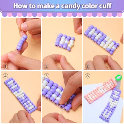 Praisebank Pony Beads, 1200pcs 6x9mm, Wholesale Beads, Bracelets Jewelry Making, Arts & Crafts(Candy) - color: Candy, size: Small Size