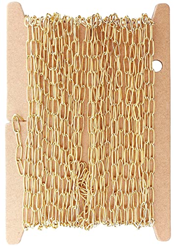 THREENEST 16.4-Feet Width 2.5mm Stainless Steel Paperclip Chains, 18K Real Gold Plated, Soldered Cable Long Craft Chain for Necklace Bracelet Earring Jewelry Making (2200-GOLD-5M) - color: Gold, size: Width 2.5mm-16.4 Feet