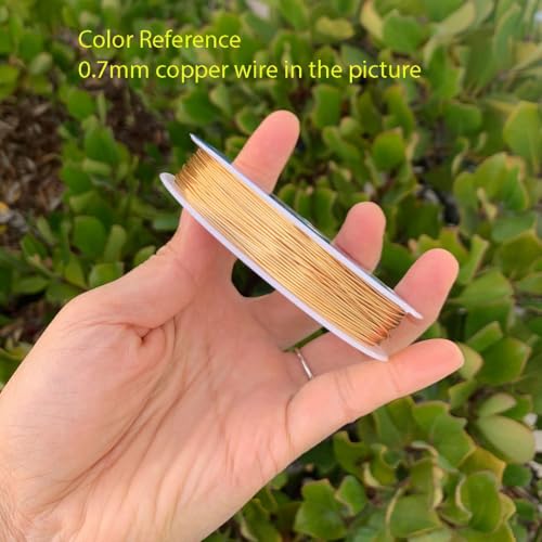 Adabele 164 Feet Premium Tarnish Resistant Round Jewelry Wire Copper Beading Wire Spool Bulk (0.7mm/21 Gauge) 18K Gold Plated for DIY Craft Jewelry Making BF286-7 - color: 18K Yellow Gold/Light Gold, size: 0.7mm (21 Gauge) wire - 2 Rolls