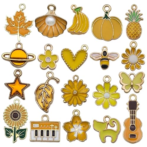 YouLuo 100Pcs Bracelet Charms for Jewelry Making Wholesale Bulk Jewelry Making Bracelets Charm KC Gold Alloy Charm Pendants and Gold Plated Enamel Charms Pendants for Bracelet Necklace - color: Gold-Multicolor