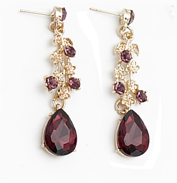 Bridal Bridesmaid Austrian Crystal Jewelry Set, Floarl rhinestone Statement Neckace Teardrop Necklace Drop Dangle Earrings Set