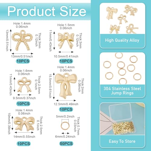 FASHEWELRY Golden Bow Connector Charms Bulk, Christmas Bowknot Link Charms, Infinity Links Geometric Hollow Bezel Pendants for Earring Bracelet Necklace Keychains Jewelry Making - color: Golden, 5 Styles
