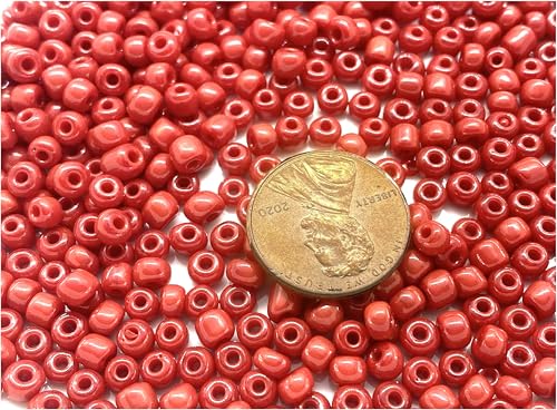 Czech Glass Seed Beads Size:6/0 40 gr / 1.4 oz… (Red) - color: Red