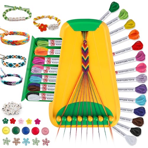 Friendship Bracelet Making Kit for Girls Ages 8-12, Kids Jewelry Making Kit with 28 Pre-Cut Threads and Letter Beads, Arts and Crafts for Kids, Birthday Easter Gifts for 6 7 8 9 10 11 12 Year Old - color: Green