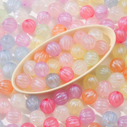 16mm Acrylic Beads 100pcs Cute Colors Spacer Beads Loose Beads for DIY Crafting Necklace Bracelet Jewelry Making Keychain (Pink&Purple) - color: pink&purple