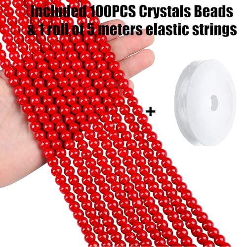 QINJIEJIE 100PCS Red Turquoise Beads 8mm Stone Beads Round Loose Gemstone Bead for Bracelet Beading Crystal Jewelry Making DIY Necklace Earrings 0.32" - color: Red Turquoise, size: 100PCS