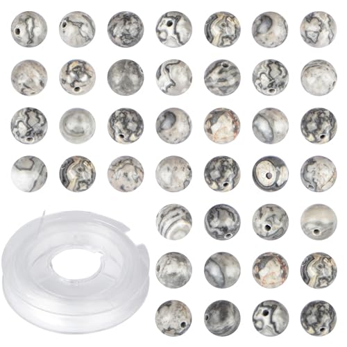 4mm 200pcs Natural Stone Round Beads Map Jasper Genuine Stone Beading Loose Gemstone DIY Charm Smooth Beads for Bracelets Necklaces Earrings Hole Size 1mm (Map Jasper 4mm) - color: Map Jasper, size: 4mm