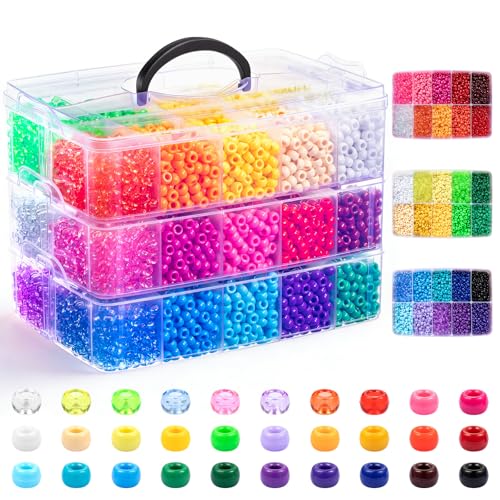 Umikk 9000Pcs Pony Beads Bulk, 30 Colors 6x9mm Plastic Kandi Beads for DIY Bracelet Making Hair Braiding Kandi Jewelry Key Chains Crafts (5.16LB) - color: 30colors9000pcs