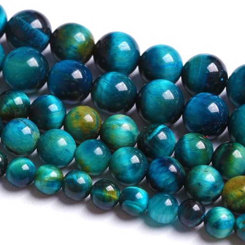 10mm 36PCS Peacock Blue Tiger Eye Stone Beads Natural Crystal Spacer Loose Beads for Jewelry Making DIY Bracelet Semi Precious 1 Strand 15 inches - color: Blue Tiger Eye, size: 10mm