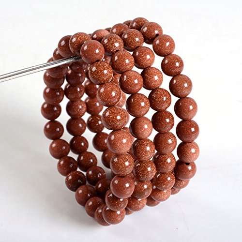 Justinstones 8mm Round Beads Stretch Bracelet 7 Inch Unisex - color: Goldstone