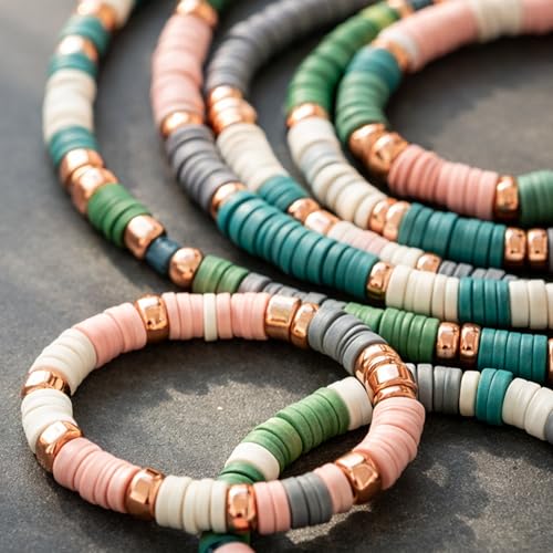 Mandala Crafts Aqua Heishi Beads 6mm – 3000 Flat Polymer Disc Clay Beads for Adult Jewelry Making Spacer Beads, Bracelets, Necklaces, and Earrings - color: Aqua, size: 6mm 3000 PCs