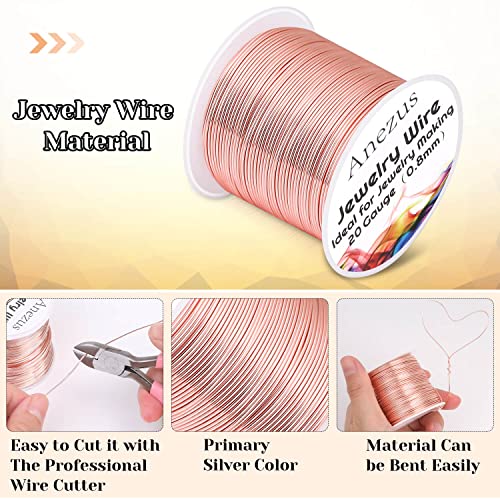 anezus 20 Gauge Jewelry Wire, 28 Yards Craft Wire Tarnish Resistant Copper Beading Wire for Jewelry Making Supplies and Crafting(Rose Gold) - color: Rose Gold