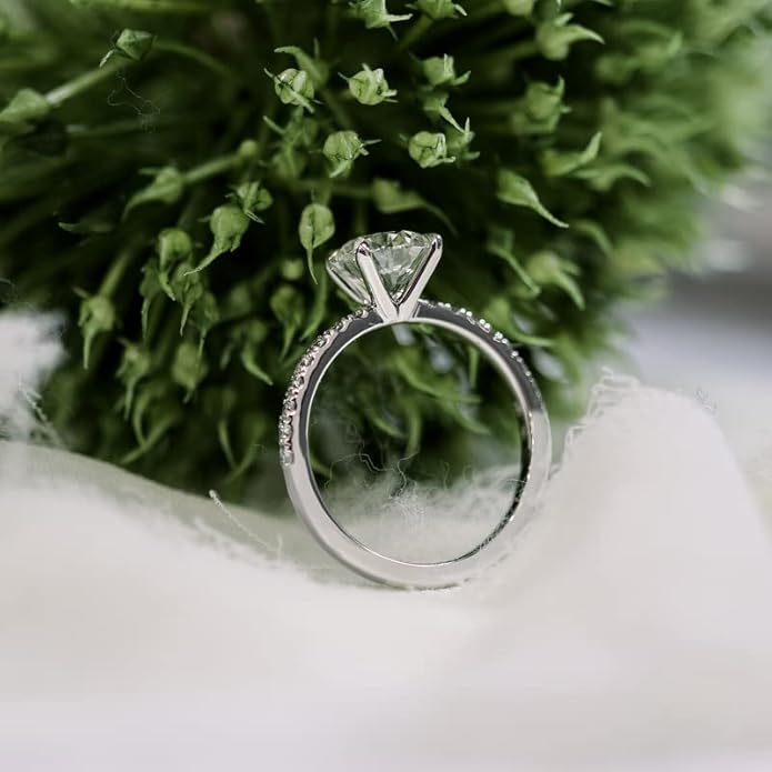 Wedding Ring Set Engagement Ring Bridal Set 2 CT Center Round Cut Moissanite Engagement Rings for Women Platinum Plated Silver Free Engraving