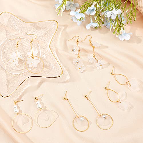 SUNNYCLUE 1 Box DIY 10 Pairs Acrylic Flower Dangle Earring Jewelry Making Kits Include White Acrylic Petal Beads Caps Pendants Pearl Beads Earring Hooks Jewelry Findings Supplies - color: Diy 10 Pairs White Flowers Round Beads Earrings
