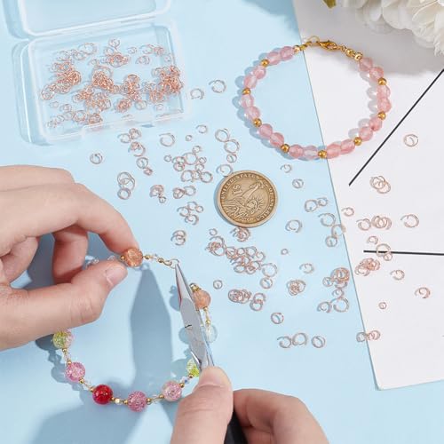 UNICRAFTALE 250pcs 3/4/4.5/5/6mm Open Jump Rings Rose Gold Jump Rings Stainless Steel Round O Rings Connectors for Chainmail Jewelry Bracelet Necklace Making - color: Rose Gold